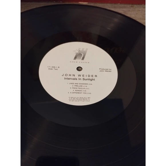 JOHN WEIDER Promotional LP Intervals in Sunlight Gold Castle 171-006-1 (1987) - Picture 2 of 4